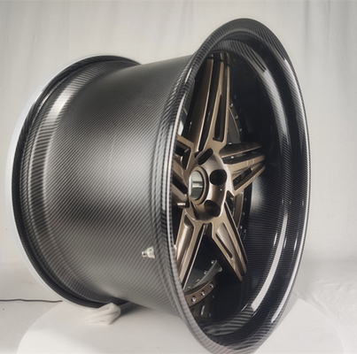 Aluminum Water Transfer Printing Barrel, Carbon Fiber Lip, Bronze Center Disc 2 Pcs Forged Wheel