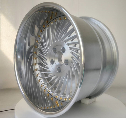 FLAT polished outer lip, brush center 3 piece forged wheel